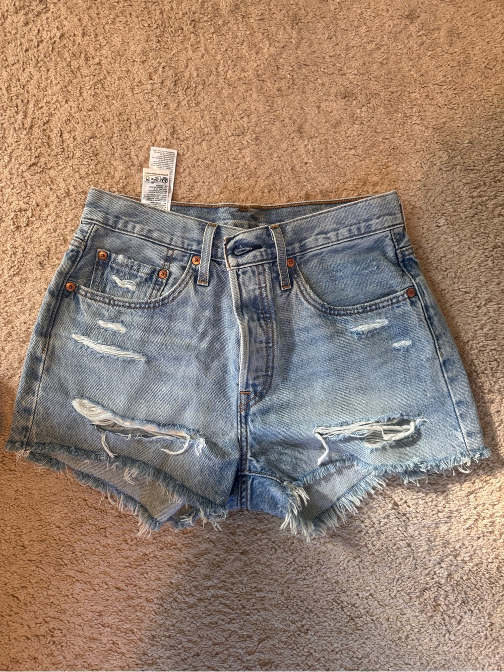 Levi's Light Blue Distressed Denim Cutoff Shorts